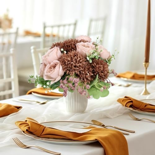 16 Bundles Peonies Artificial Flowers Bulk, Brown - Image 6