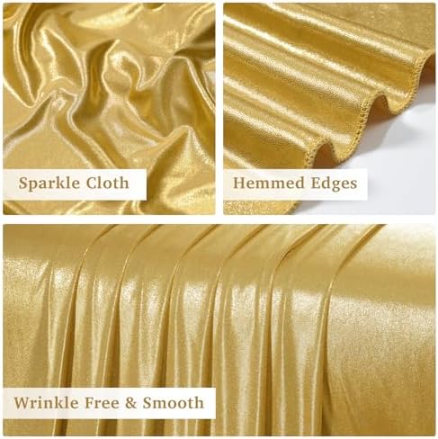 30ftx10ft Gold Backdrop Curtain for Parties, Wrinkle Free Glitter Photo Backdrop Drapes 6 Panels 5x10FT Shimmer Back Drop Cloth for Wedding Birthday Christmas Photography Background - Image 3