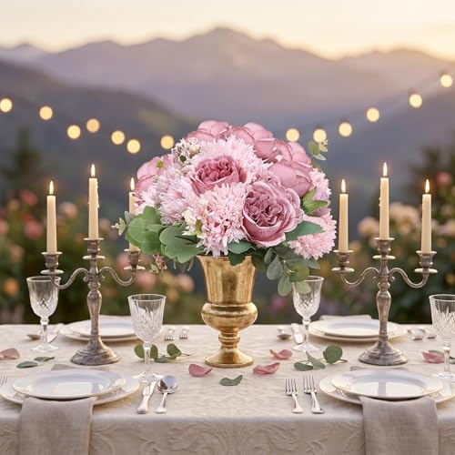 32 Bundles Peonies Artificial Flowers Bulk, Blush Pink - Image 4