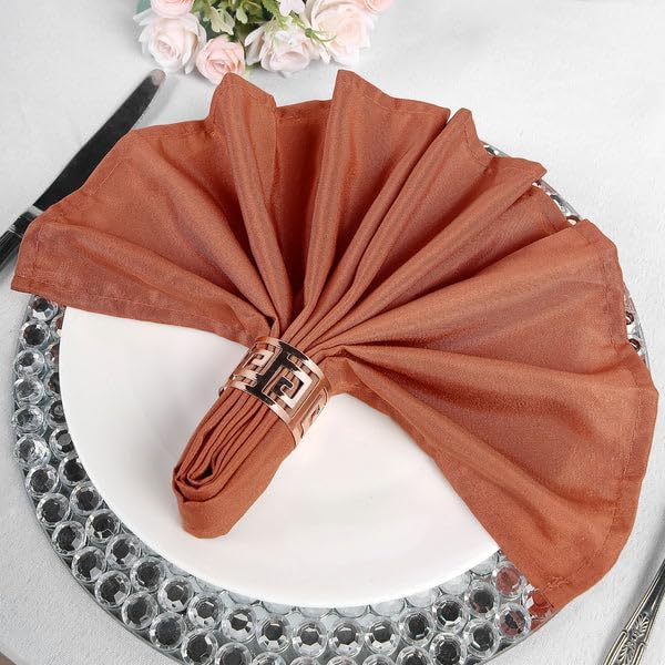 Tableclothsfactory Premium Pack of 5 Premium Terracotta 20" x 20" Washable Polyester Napkins Great for Wedding Party Restaurant Dinner Parties - Image 7