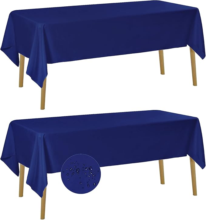 Fokitut 2 Pack Waterproof Rectangle Tablecloth, 60x120 Inch,Stain Resistant and Wrinkle Polyester Table Cloth, Fabric Table Cover for Kitchen Dining, Wedding, Party, Holiday Dinner-Royal Blue by BalsaCircle