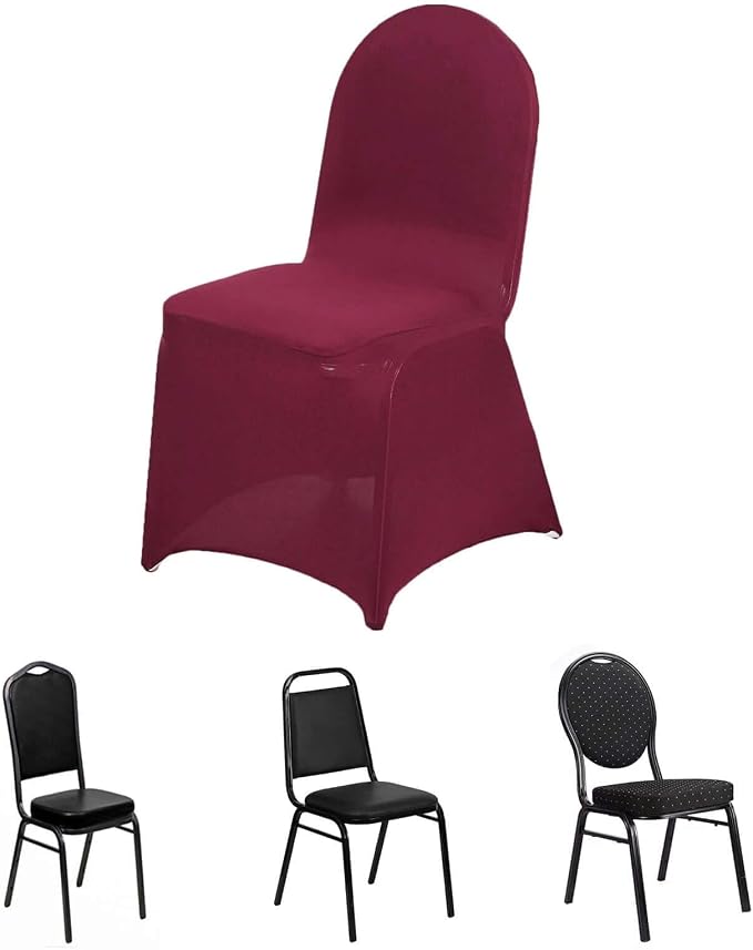 Efavormart 1 Set Burgundy Stretchy Spandex Fitted Banquet Chair Covers for Party Dining Chairs Wedding Banquet Outdoor Event Catering Slip Covers - Image 2