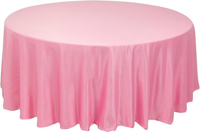 Efavormart Pink Seamless Lamour Satin Round Tablecloth - 108"