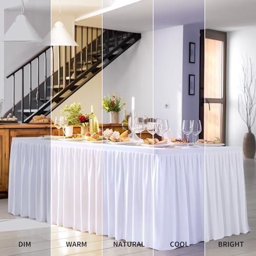 Wish Care White Table Clothes for Rectangle Tables 6ft, Wrinkle Resistant Fitted Table Cloth with Pleated Ruffle Skirts for Banquet Wedding Baby Shower Folding Table - Image 3