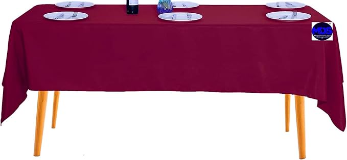 MDS Pack of 10 Rectangle Tablecloth 60 x 126 Inch Polyester Wrinkle Resistant Washable Polyester Table Cloth for Kitchen Dining Buffet Parties, Picnic, Events, Weddings and Restaurants - Maroon - Image 2