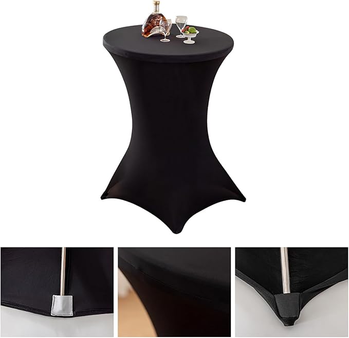 Spandex Cocktail Table Covers Orange, 2 Pack 24x43 inch Fitted Tablecloths Round Highboy Stretch Table Cloths for Party, Bar, Wedding, Birthday, Banquet PTC22E - Image 3