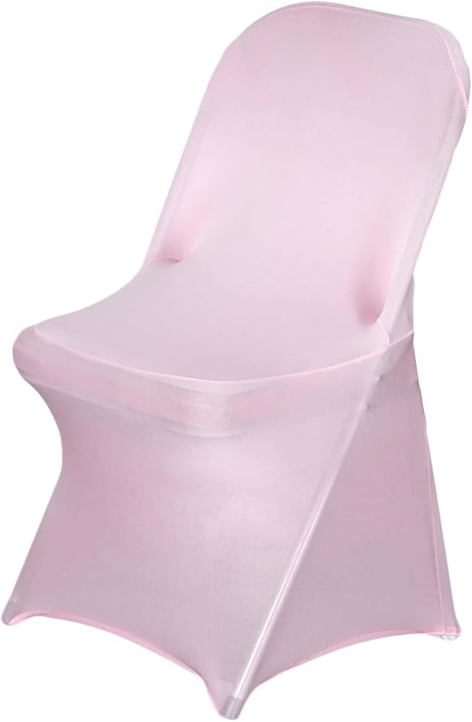 Tableclothsfactory 50pcs Stretchy Spandex Fitted Folding Chair Cover Dinning Event Slipcover for Wedding Party Banquet Catering - Pink by TABLECLOTHSFACTORY