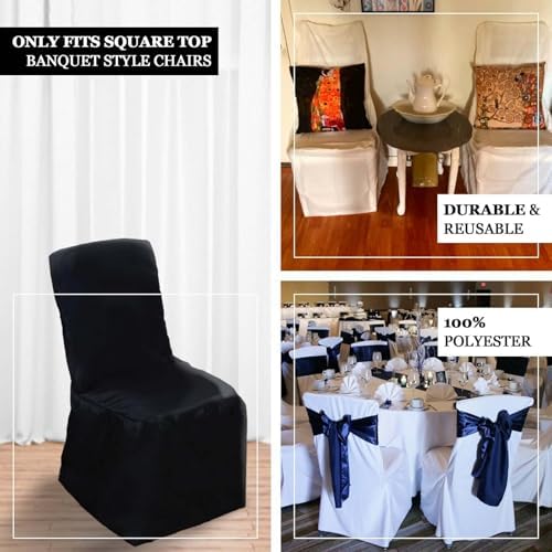 Efavormart 40 PCS Ivory Square Top Polyester Banquet Chair Cover Dinning Event Slipcover for Wedding Party Banquet Catering - Image 4