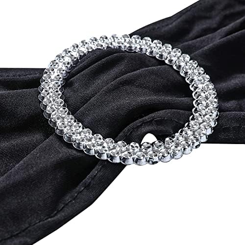 ManMengJi Black Chair Sashes, 25PCS Spandex Sashes Bows, Chair Cover Bands with Buckle Slider for Banquet, Party, Hotel Event Decorations - Image 2