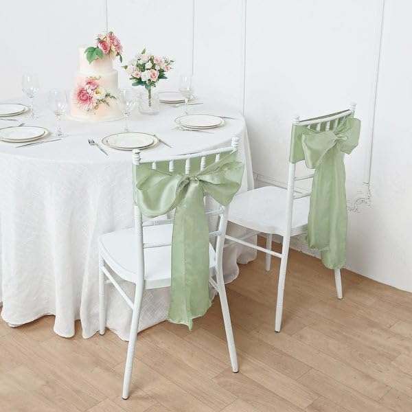100 Sage Green Satin Chair Sashes Bows Ties for Wedding Decorations Party Supplies Events Chair Covers Decor Banquet Reception - Image 7