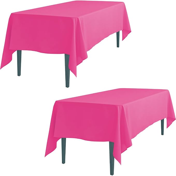 LTC LINENS 2 Pack Fuchsia Rectangular Tablecloths 60 x 102 Inches for 6 Feet Rectangle Banquet Tables with Half-Drop -Stain and Wrinkle Resistant Polyester Fabric Cloth Table Covers for Party, Wedding by LTCLINENS