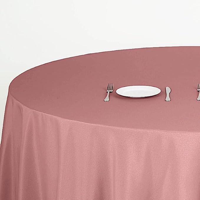 10 pcs 132 inch Dusty Rose Round Polyester Tablecloths Fabric Table Cover Linens | 132" Washable Fabric Table Cloth Covers for Wedding Party Polyester Reception Buffet Events Catering Dining Kitchen - Image 4