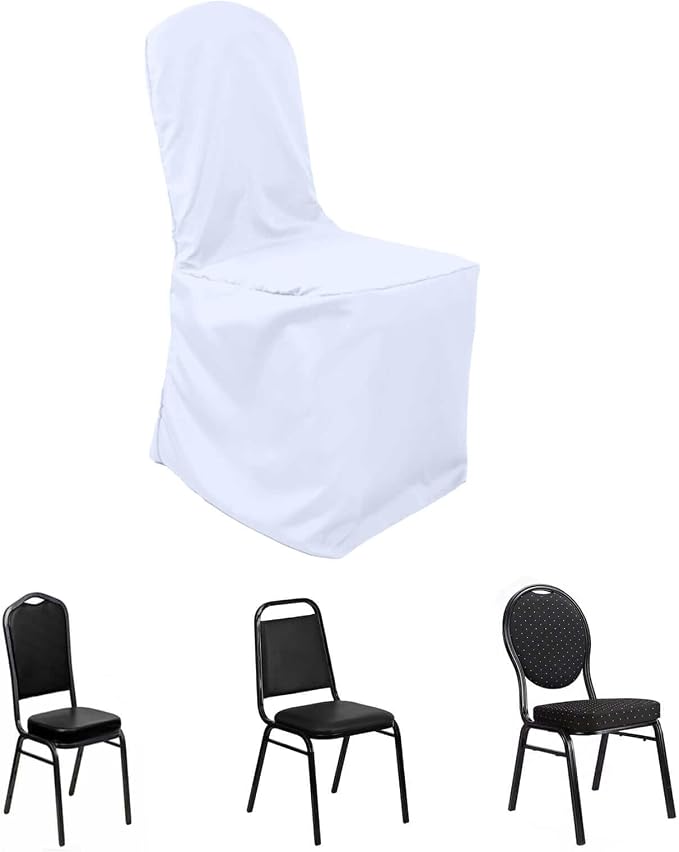 Efavormart 100 PCS Round Top White Polyester Banquet Chair Covers Linen Dinning Chair slipcover for Wedding Party Event Catering by efavormart