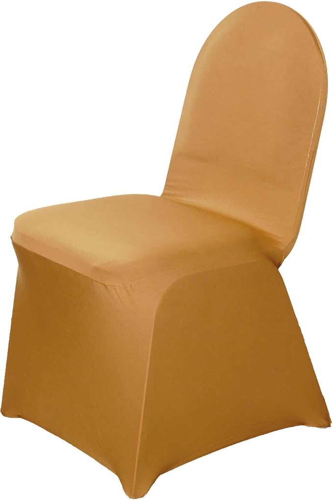 Efavormart Spandex Stretch Gold Chair Covers 100 PCS Universal Banquet Chair Covers for Party Dining with Foot Pockets Washable Wedding Chair Slip Covers for Outdoor - Image 6
