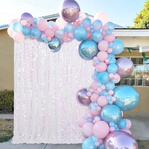 Glitter Backdrop Curtains 4ftx8ft White Iridescent Sequin Drapes Panels Mermaids Party Undersea World Party wall Decorations Background Fabric - Image 6