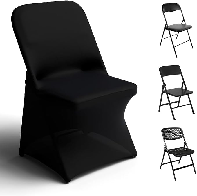 Trlyc Spandex Folding Chair Covers 12 Pcs Black for Wedding Party by TRLYC