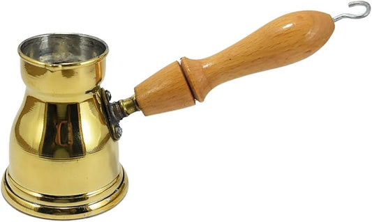 1 Brass Copper Pot Ibrik Briki Turkish Greek Coffee Maker Jazva Cezve Jezve Turka Ararat Arabic Arabian Arabic With Wooden Handle Hand Hammered Handmade Egypt Egyptian Decanter Size No2 (2.70oz/80ml)