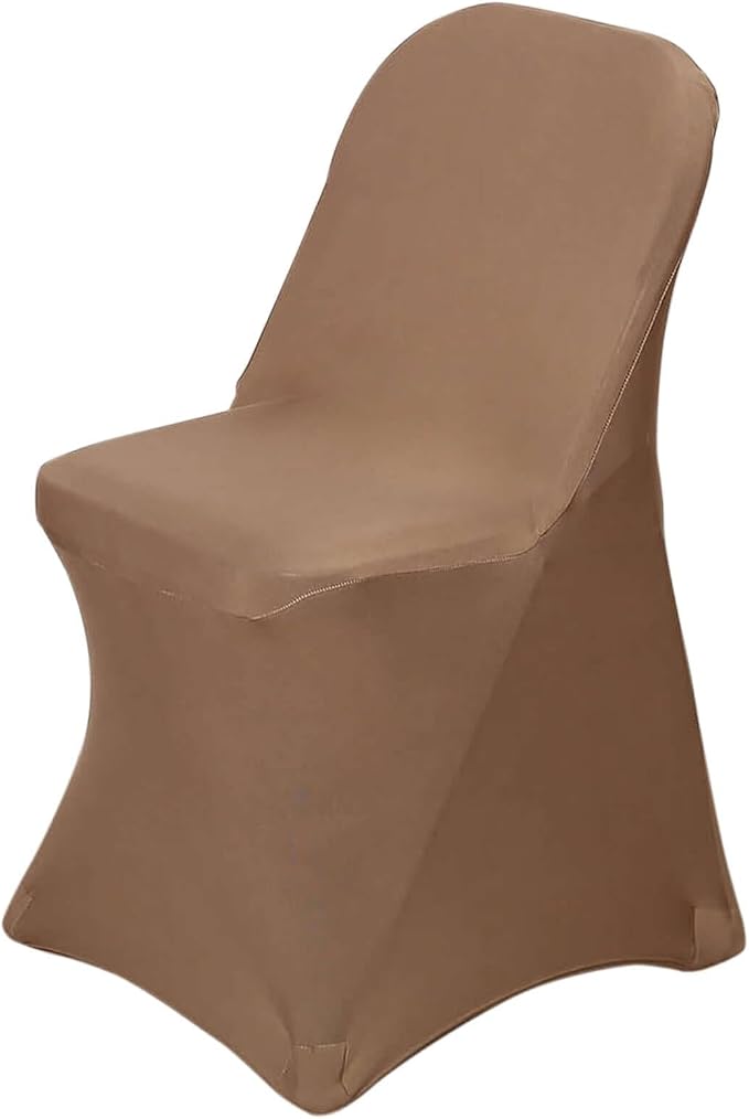 Tableclothsfactory Stretchy Spandex Fitted Folding Chair Cover Dinning Event Slipcover for Wedding Party Banquet Catering - Taupe - Image 3