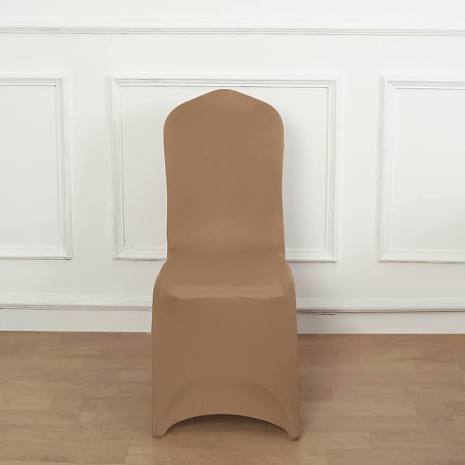Tableclothsfactory Taupe Stretchy Spandex Fitted Banquet Chair Cover Dinning Event Slipcover for Wedding Party Banquet Catering by TABLECLOTHSFACTORY
