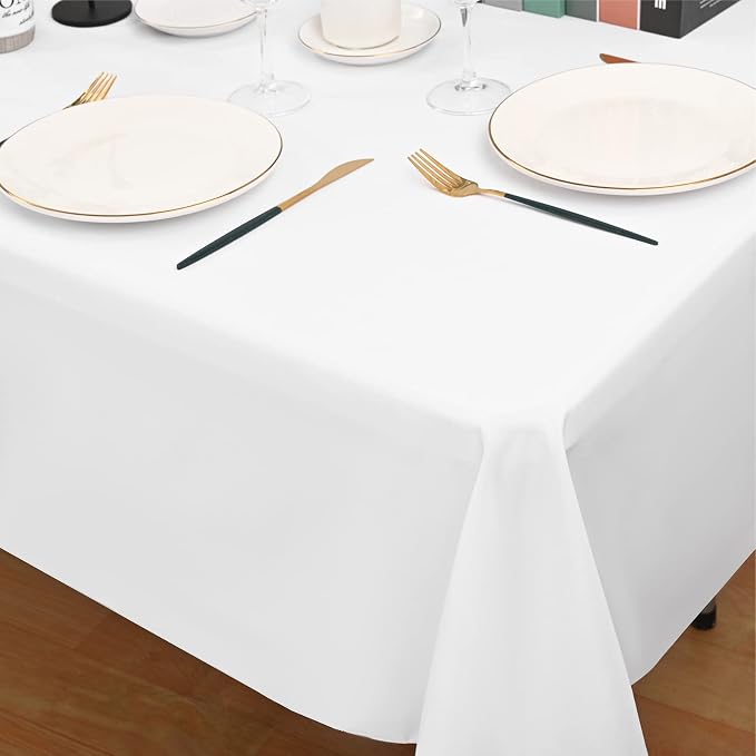 10 Pack White Tablecloths for 8ft Tables-60 x 126 Inch | Polyester Table Cover, Stain and Wrinkle Resistant Washable Fabric Table Cloth, Perfect for Wedding Banquet Parties - Image 6