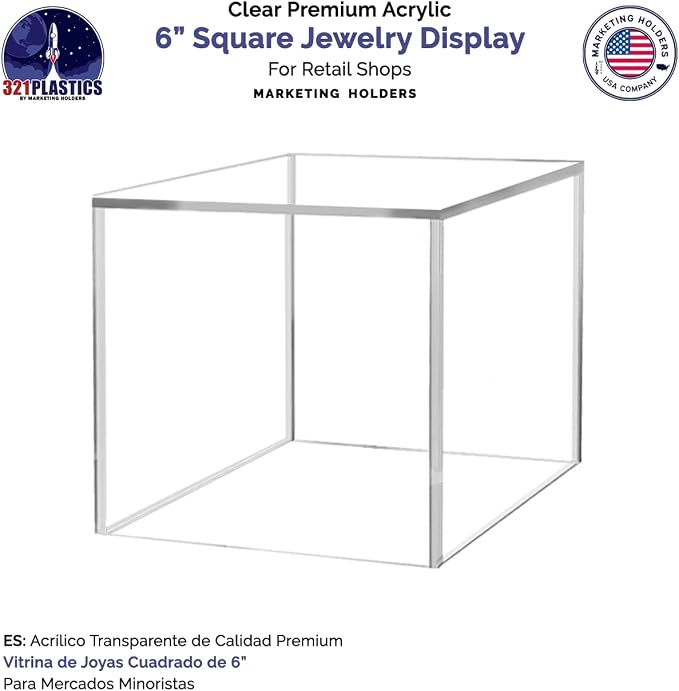 6" Clear Acrylic Display Box with One Open Side No Lid Versatile Square Retail Product Riser or Merchandise Storage Bin by Marketing Holders - Image 5