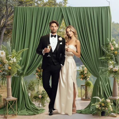 8 Panels Valley Green Backdrop Curtain for Parties Wrinkle Free Dark Green Photo Curtains Backdrop Drapes Fabric Decoration for Weding Baby Shower Birthday Party Photography 40ft(W) x 10ft(H) - Image 4