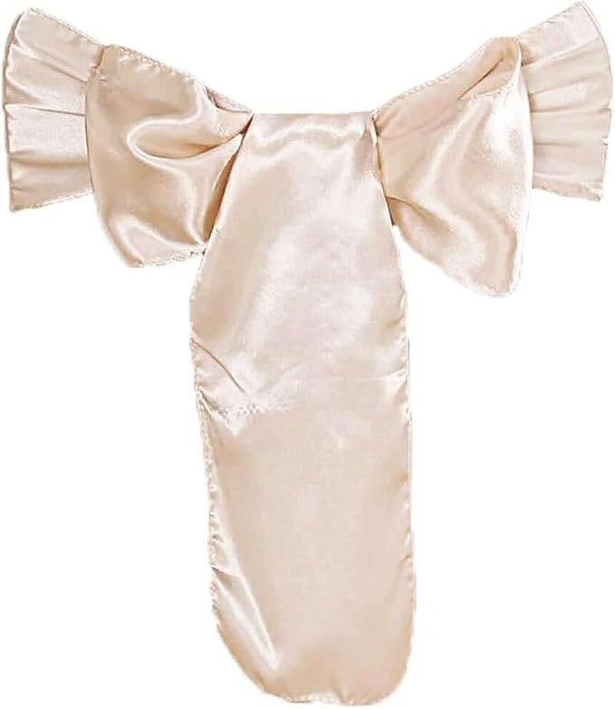 Balsa Circle 50 Beige Satin Elegant Chair Cover Bows Sashes Wedding Banquet Decorations Party Supplies Engagement Events Reception by BalsaCircle