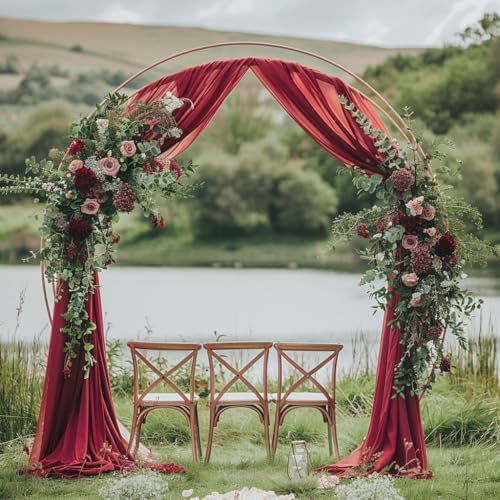 Wedding Arch Draping Fabric 1 Panel Burgundy Sheer Backdrop Drapes - Image 5