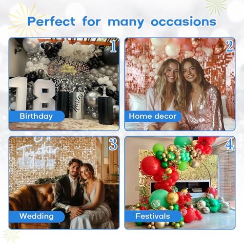 Silver Iridescent Shimmer Wall Backdrop, 24pcs Sequin Panels - Image 6
