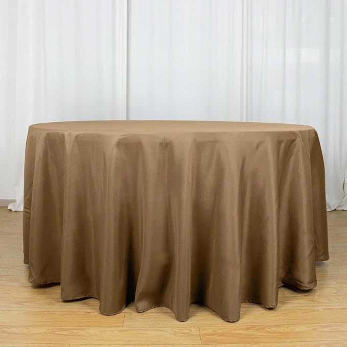 Tableclothsfactory 5PCS | 120" Wholesale Round Tablecloth Polyester Round Table Linens for Wedding Party Banquet Restaurant - Taupe for Party & Decorations by TABLECLOTHSFACTORY
