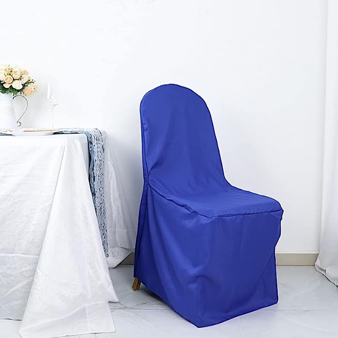 Balsa Circle 50 pcs Royal Blue Polyester Banquet Chair Covers for Party Wedding Linens Decorations Dining Ceremony Reception Supplies - Image 2