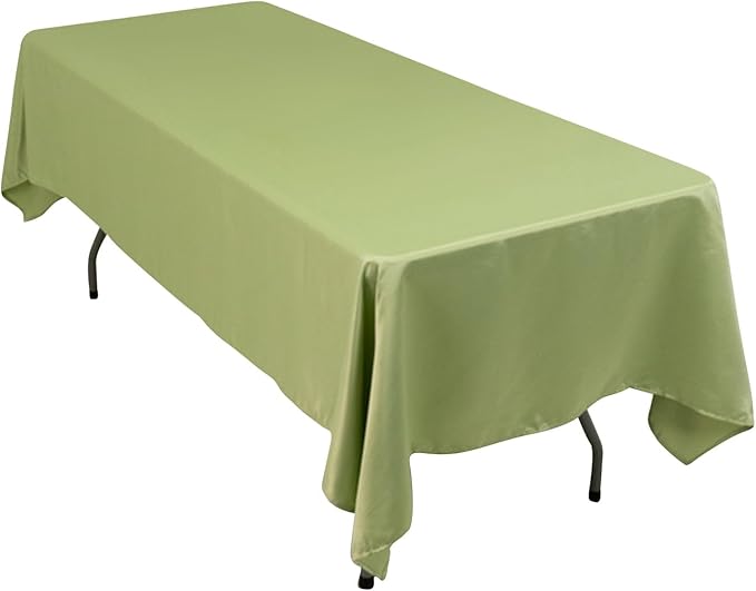 Efavormart Sage Green Seamless Lamour Satin Rectangle Tablecloth - 60"x102"