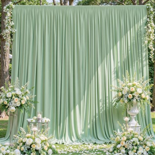 Sage Green Backdrop Curtain for Parties Wrinkle Free Dark Green Photo Curtains Backdrop Drapes Fabric Decoration for Baby Shower Birthday Party Photography 5ft x 8ft,2 Panels by Tao-GePartyDecorations