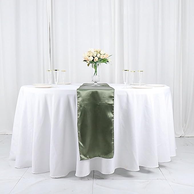 Balsa Circle 6 pcs 12 x 108 inch Eucalyptus Green Satin Table Runners Wedding Table Top Party Supplies Reception Linens Decorations - Image 6