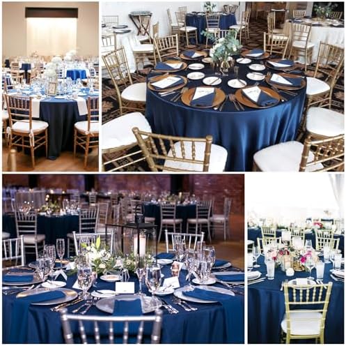 6 Pack Navy Blue Round Tablecloths, Diameter of 120 inch - Image 5