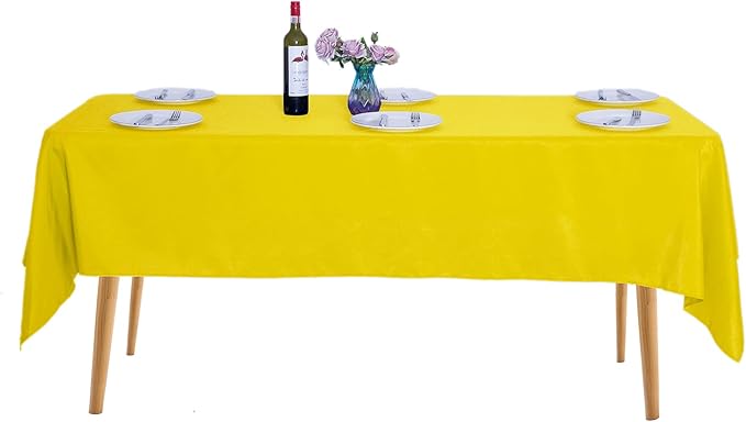 Ascoza 2pack 60x102 Inch Yellow Rectangular Tablecloth 6 Feet Table Cloth in Polyester Fabric for Wedding/Banquet/Restaurant/Parties by Ascoza