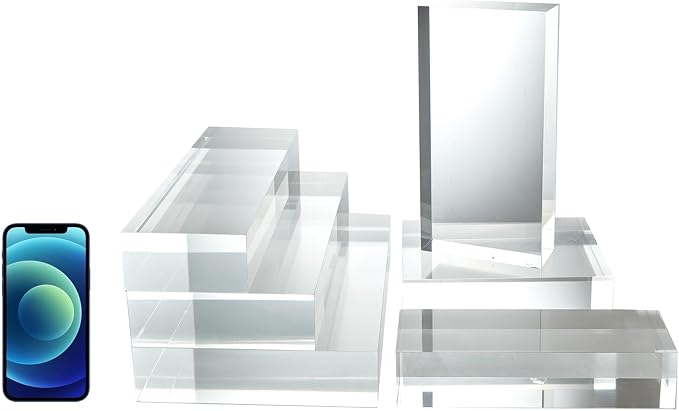 CiaoHER 2in Thickness Solid Acrylic Cube Display Block 2" x 3" x 9" | Clear Polished, Pedestal Stand Riser, Solid Base, 1 Pack - Image 5