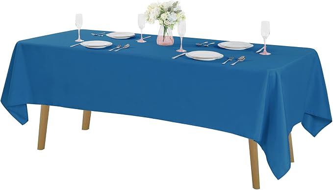 Cupuamon Rectangle Tablecloth 60x102 inch Washable Polyester Fabric Table Cloth for Wedding Party Dining Banquet Decoration（60x102, Mediterranean Blue） by Cupuamon