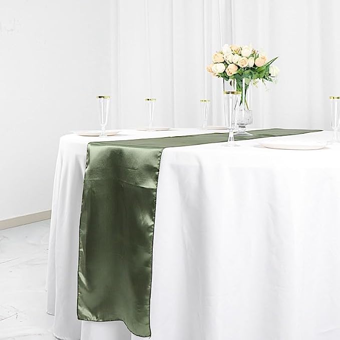 Balsa Circle 6 pcs 12 x 108 inch Eucalyptus Green Satin Table Runners Wedding Table Top Party Supplies Reception Linens Decorations - Image 7