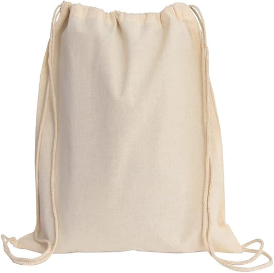 100% Natural Cotton Canvas Mini Drawstring Bag Perfect Lightweight Festival Drawstring Bags by ToteBagFactory