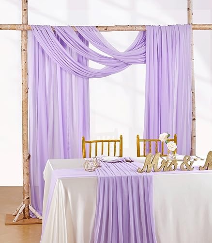Light Purple Arch Drapes Chiffon Wedding Backdrop Fabric 6 Panels 6 Yards for Baby Shower Birthday Party Decorations - Image 4
