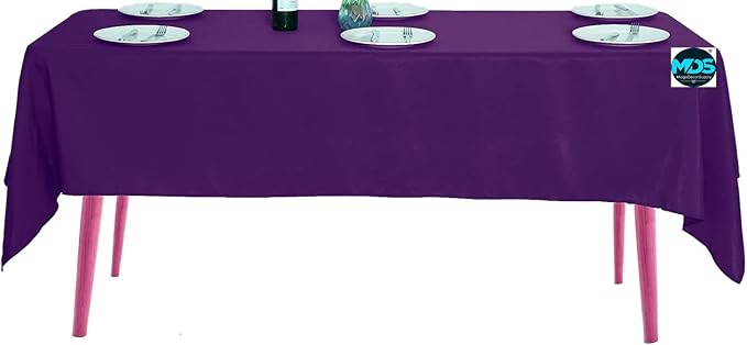 MDS Pack of 5 Rectangle Tablecloth 70 x 120 Inch Polyester Wrinkle Resistant Washable Polyester Table Cloth for Kitchen Dining Buffet Parties, Picnic, Events, Weddings and Restaurants - Purple - Image 2