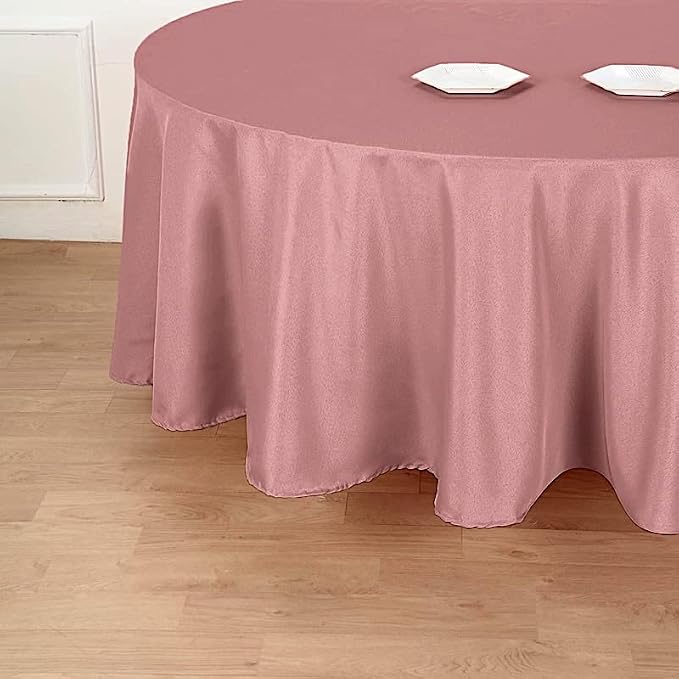 Balsa Circle 6 pcs 108 inch Dusty Rose Round Polyester Tablecloths Fabric Table Cover Linens for Wedding Party Banquet Reception Events Kitchen Dining - Image 5