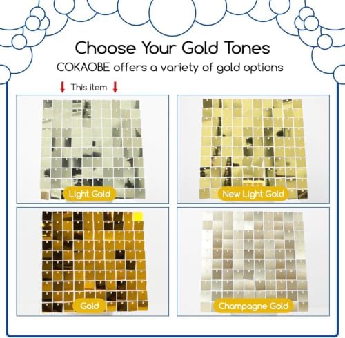 COKAOBE LiteGrid Series Shimmer Wall Backdrop - 36Pcs Light Gold - Image 4