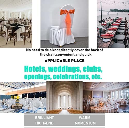 Polyester Stretch Chair Sashes Bands Organza Sash Bows Spandex Bows for Party Birthday Hotel Romantic Wedding Banquets Decoration (Orange 20 PCS) - Image 2