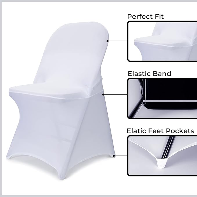 Babenest Stretch Spandex Folding Chair Covers for Wedding, 100PCS White | Upgraded Universal Washable, Fitted Chair Slipcovers Protector for Holidays, Banquet, Party, Easter Celebration - Image 4