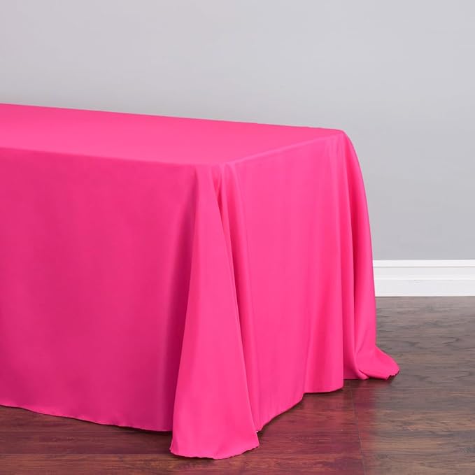 LTC LINENS Bulk 10-Pack Rectangular Tablecloths 90 in x 156 in with Rounded Corners - Fuchsia Table Covers for 8 ft Table with Floor-Length Drop - Wrinkle Resistant Polyester Fabric Cloth for Wedding - Image 2
