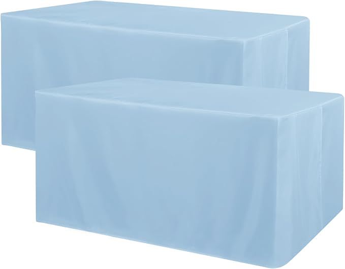Obstal 2 Pack Table Clothes for 8 Foot Rectangle Tables - Water Resistant Washable Fabric Polyester Rectangle Table Cover Protector for Wedding, Banquet and Trade Shows, 96L x 30W Inches, Dusty Blue | Water Resistant Washable Fabric Polyester Rectangle... by Obstal