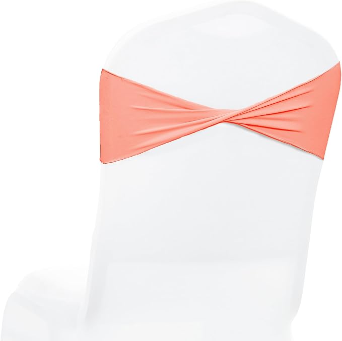 VDS Pack of 250 PCS | Peach | Spandex Chair Sashes Bows Without Buckle | Stretch Elastic Banquet Universal Folding Chair Band Tie with for Wedding Party Conference Celebration Event Decoration - Image 2