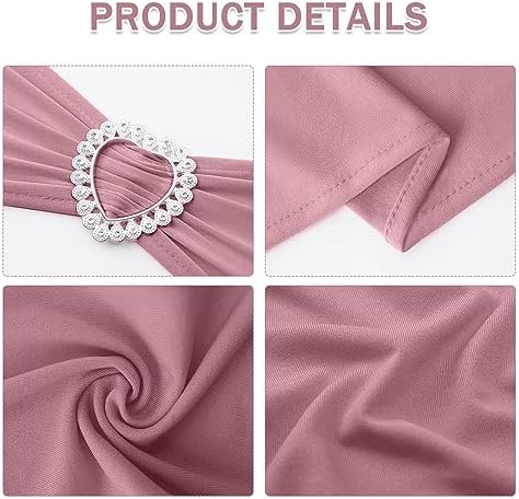 Pack of 120 Spandex Chair Sashes Bows Stretch Chair Cover Band with Buckle Slider Universal Elastic Chair Ties for Wedding Banquet Party Event Decoration (Dusty Pink) - Image 3